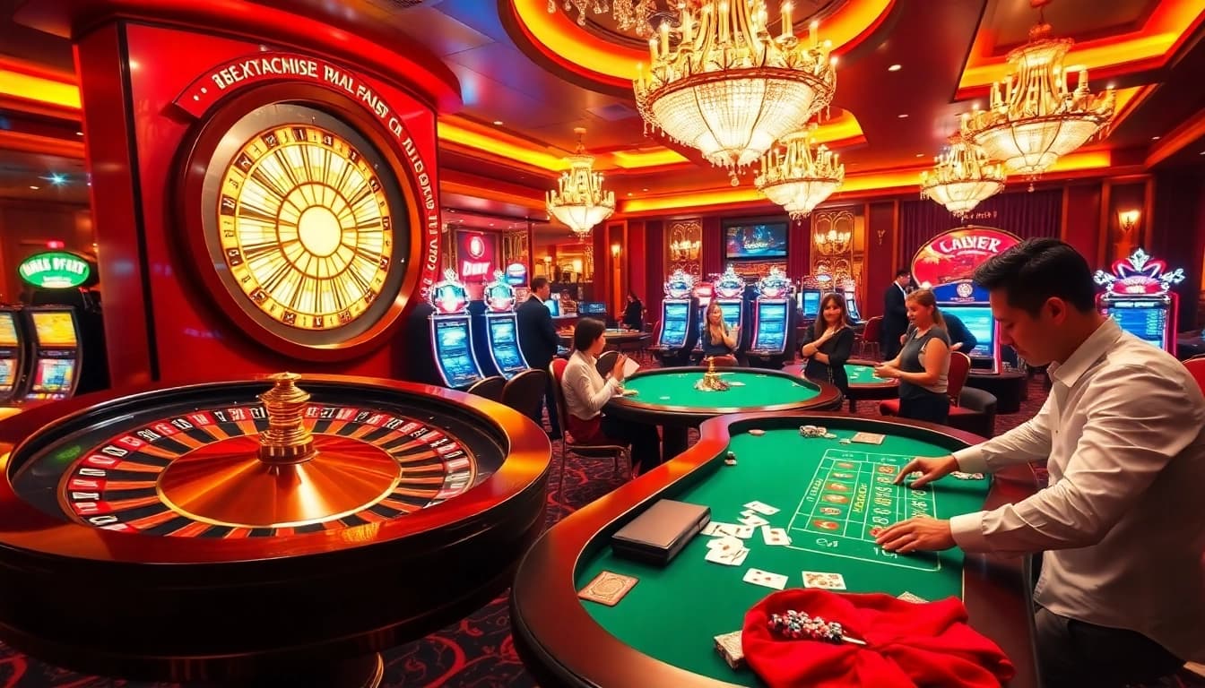 Experience thrilling gameplay at okfun's luxurious casino with roulette and poker.
