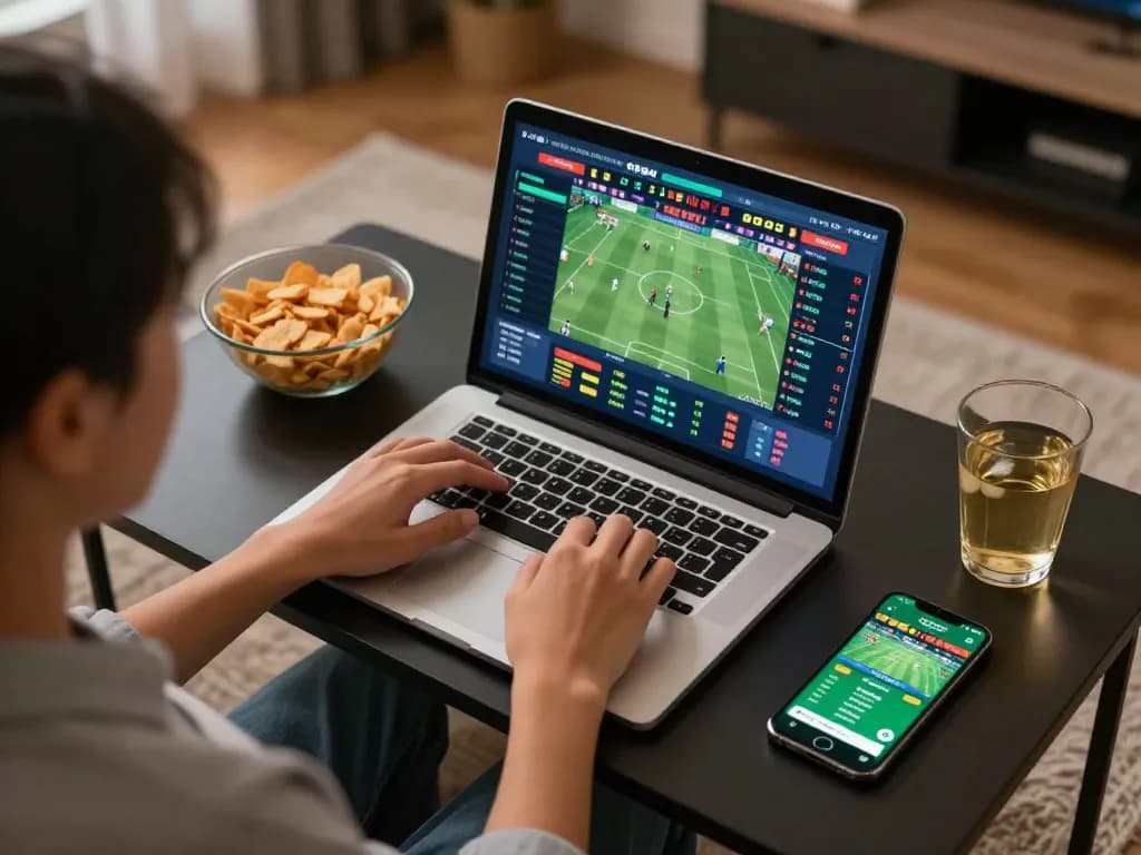 Engaging in sports betting at home using tg88, displaying live odds and exciting sportsbook interface.