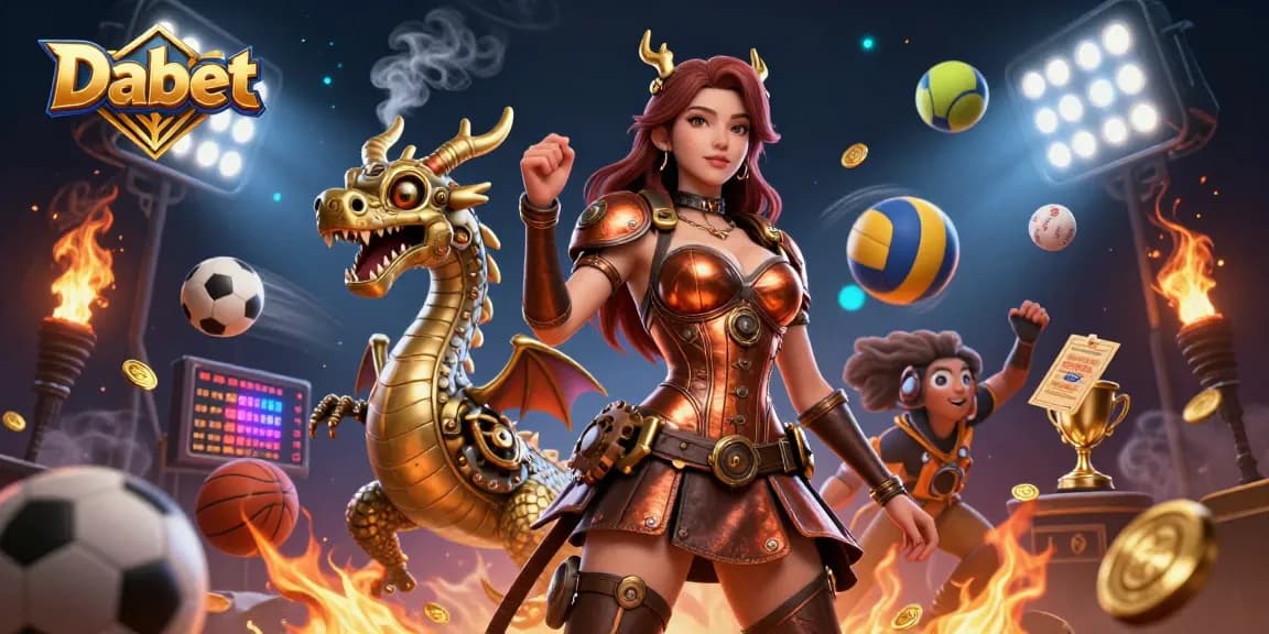 Dabet invites you to join a thrilling betting experience with dynamic sports elements and captivating casino graphics.