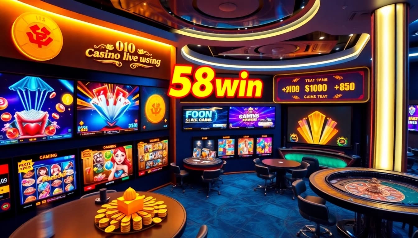 Engaging online casino interface from 58win featuring colorful games and promotions.
