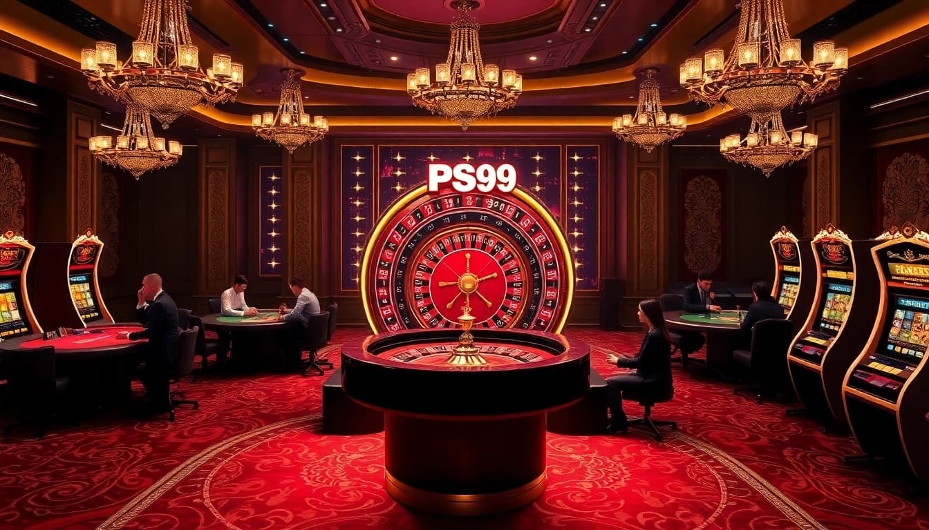 Experience the excitement of PS99 at a luxurious upscale casino with high-stakes poker tables.