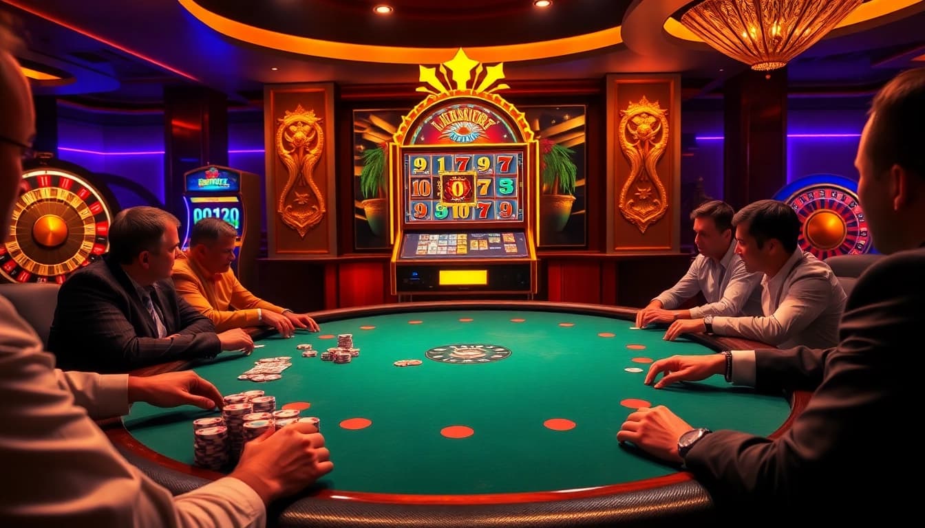 Players at a poker table enjoying an exciting game at SC88 TODAY, a leading online casino platform.