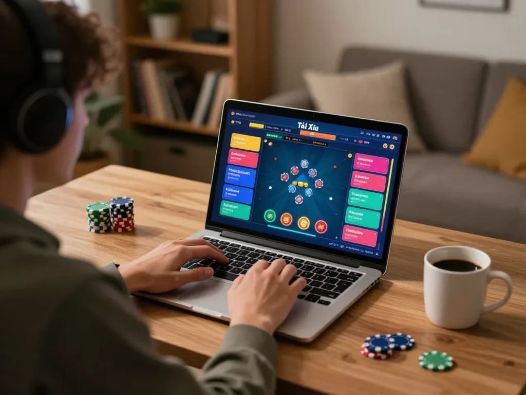 Tài Xỉu online gaming experience displayed on a laptop, highlighting taixiuonline8's immersive gameplay.