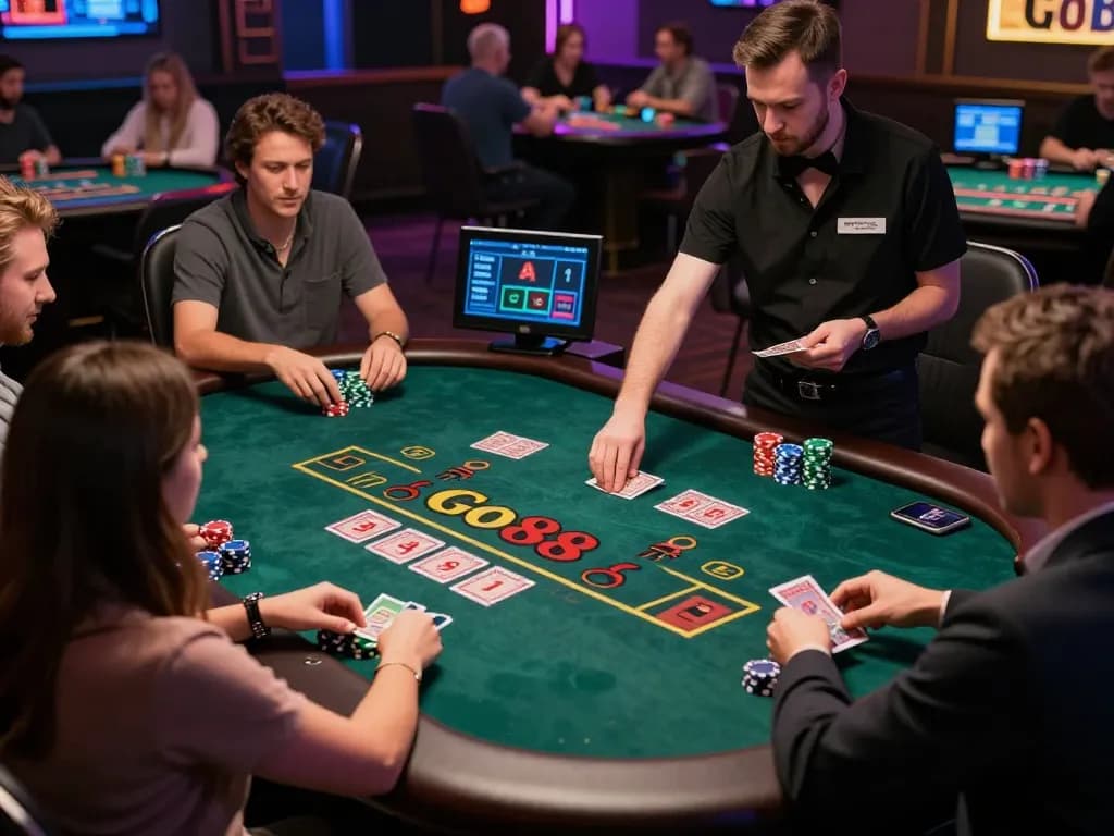 Experience the excitement of live dealer blackjack at Go88, featuring an engaging casino atmosphere.