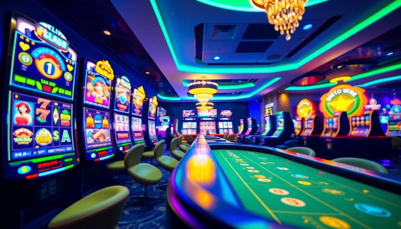 Hitclub's dynamic online gaming environment featuring vibrant slot games and live casino tables.