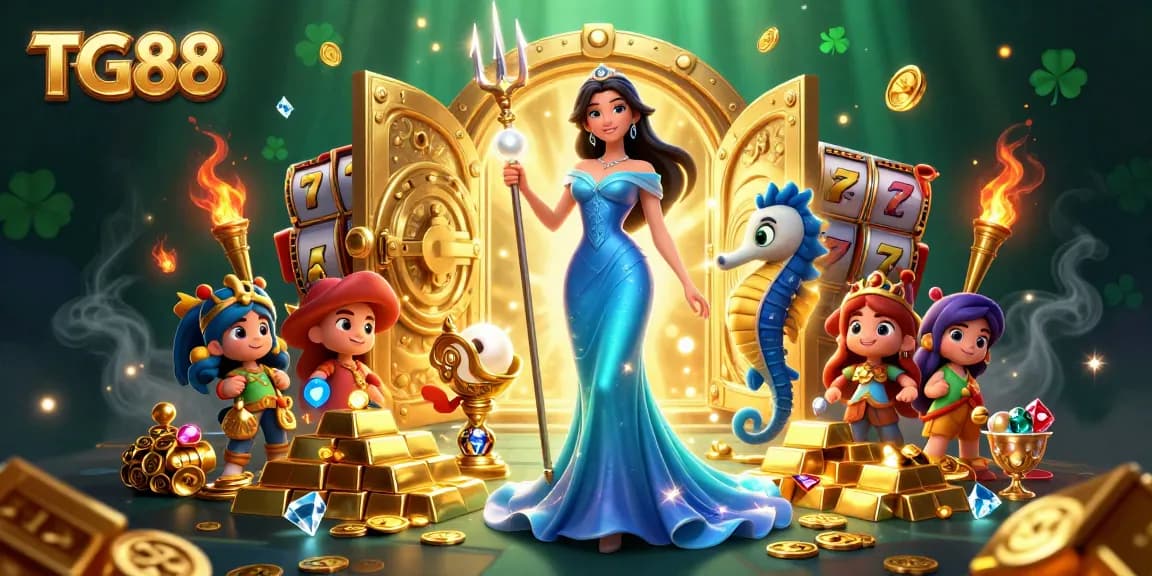 Spin to win with TG88 in a stunning underwater casino treasure scene.