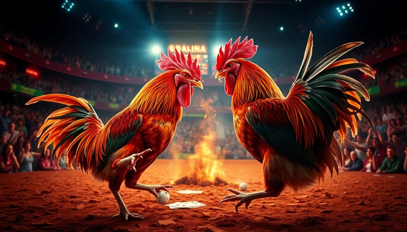 View of đá gà trực tiếp action with fighting roosters and live betting atmosphere