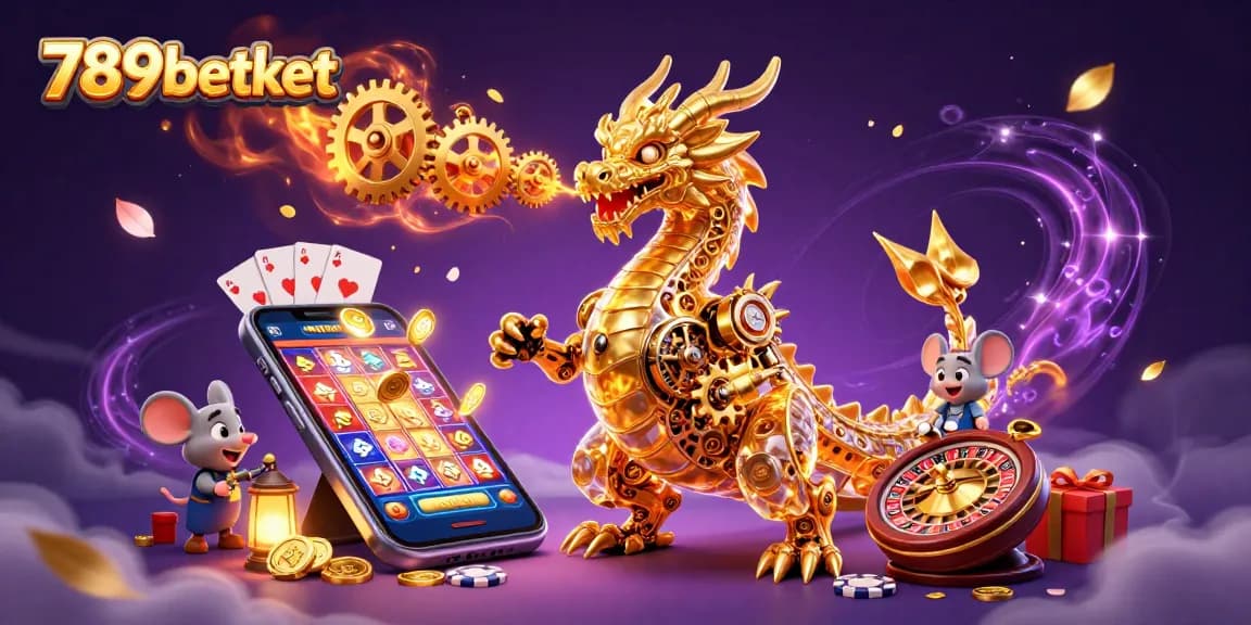 Enjoy thrilling gameplay with 789betket's vibrant casino world featuring golden dragon and dynamic elements.