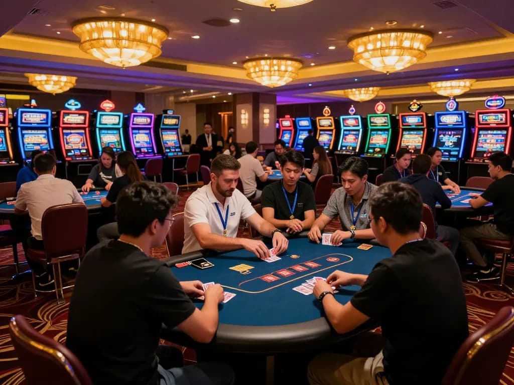 Exciting casino floor scene featuring intense poker gameplay at ONE88.