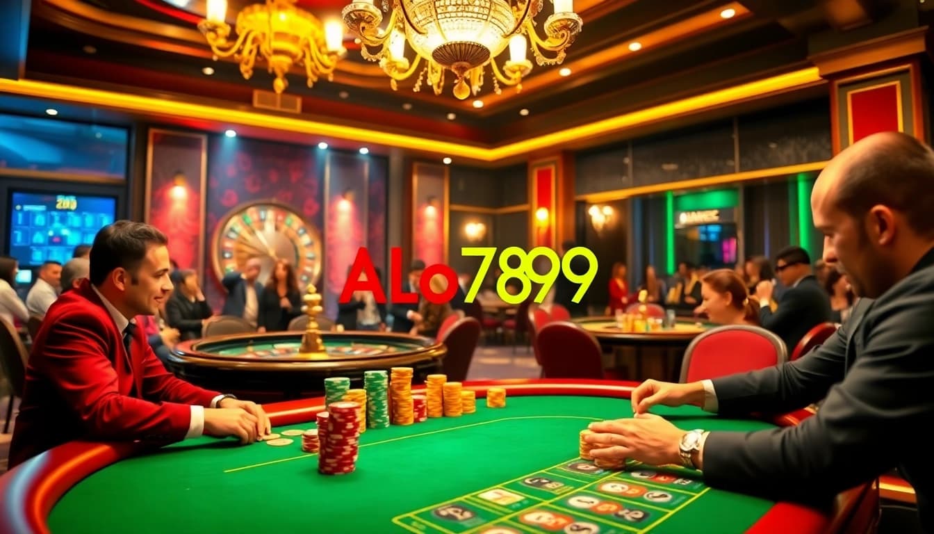 Experience the thrill of gambling at ALo789's vibrant casino with poker and roulette action.