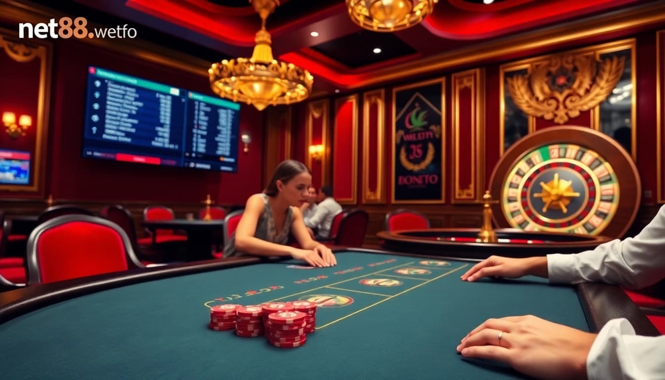 Experience thrilling poker action at https://net88.wtf/ with luxurious casino ambiance and strategic gameplay.
