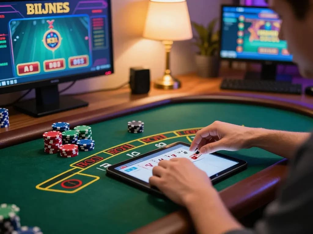 Engaging player placing bets in fly88 live dealer blackjack game, showcasing online casino excitement
