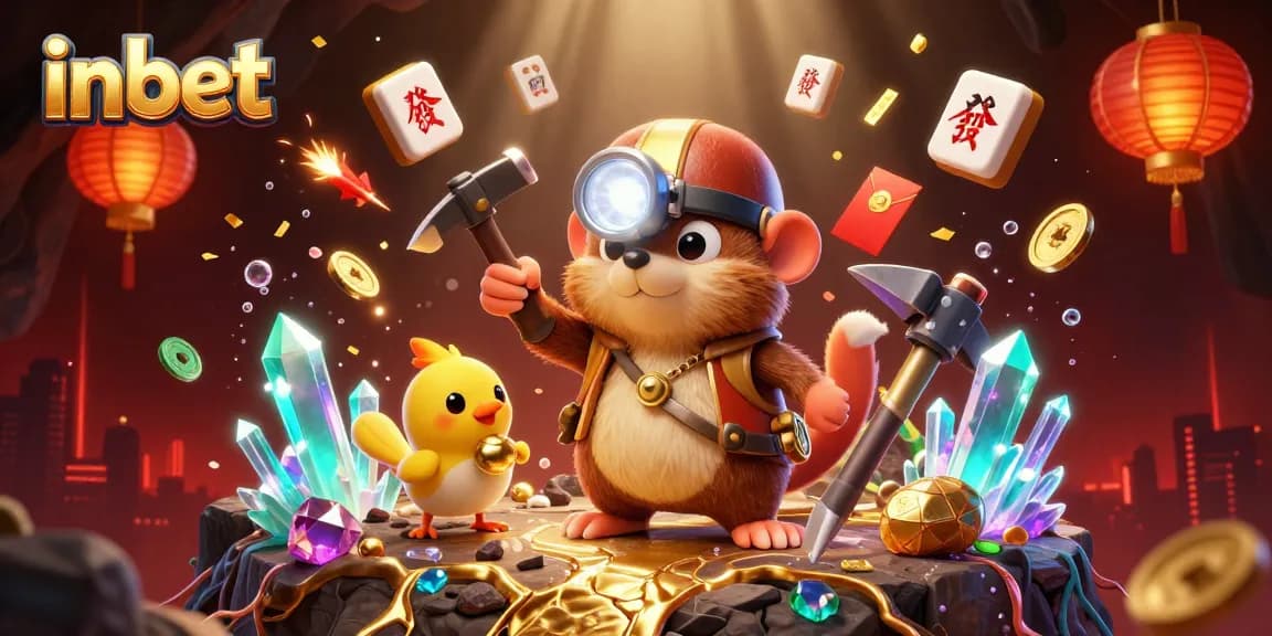 Bet on inbet's thrilling adventures with a treasure hunter mole in a vibrant 3D casino scene.