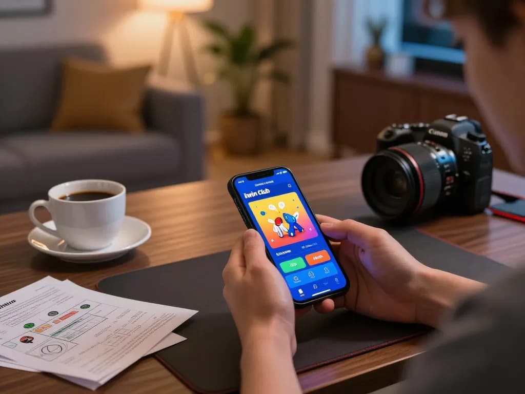 The iwin club mobile app interface displayed on a smartphone, showcasing an engaging gaming experience.
