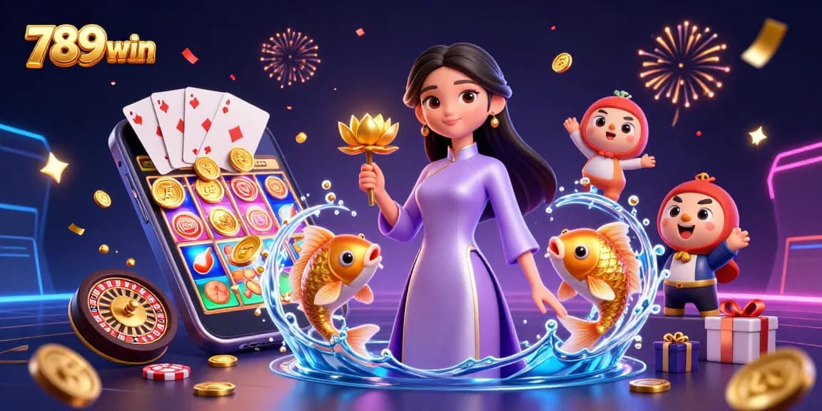 Spin and win with 789win's vibrant 3D casino illustration, showcasing exciting gaming elements.