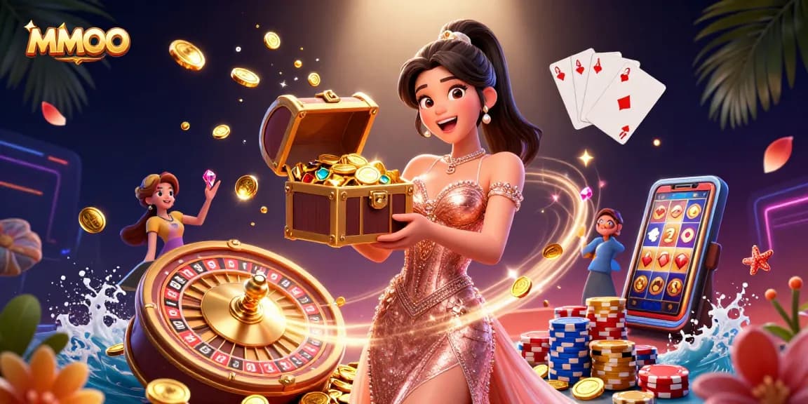 Play slots and win rewards at MMOO with a vibrant casino experience featuring treasures and excitement.