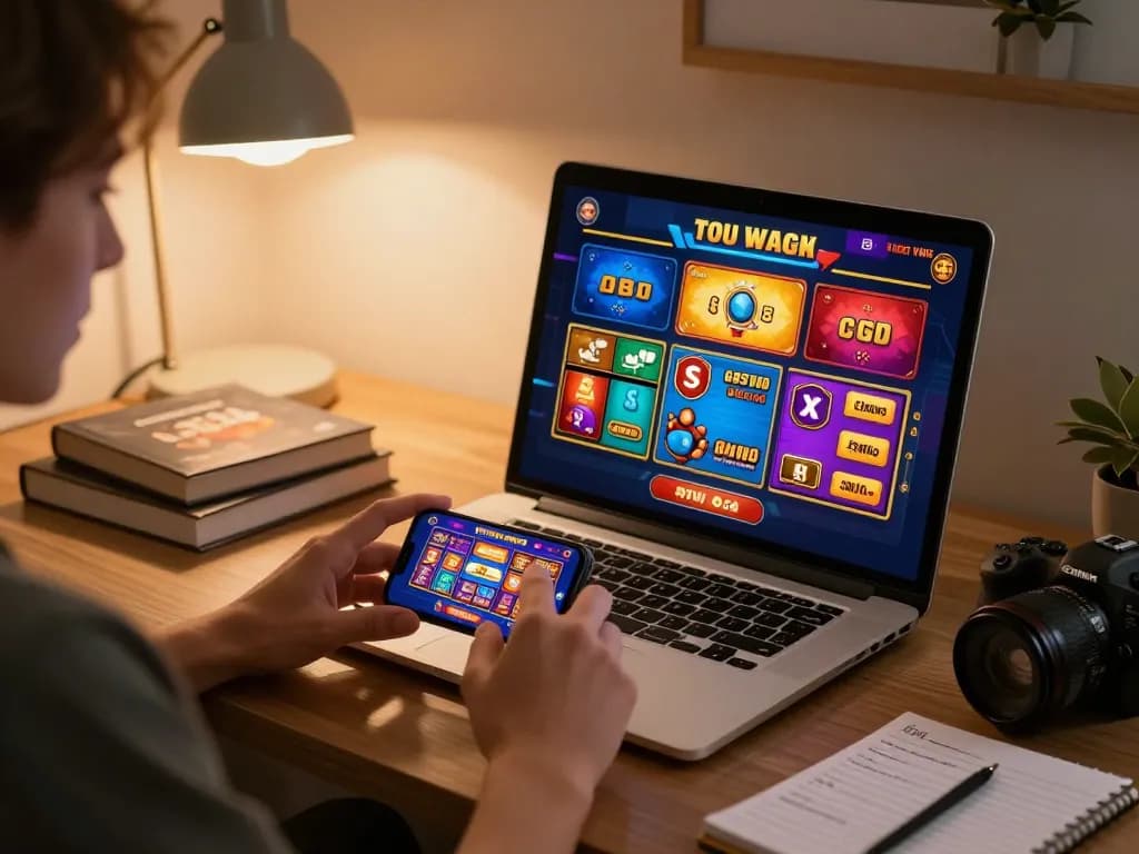 Engaging in go99 online casino games on smartphone in a cozy home setting.