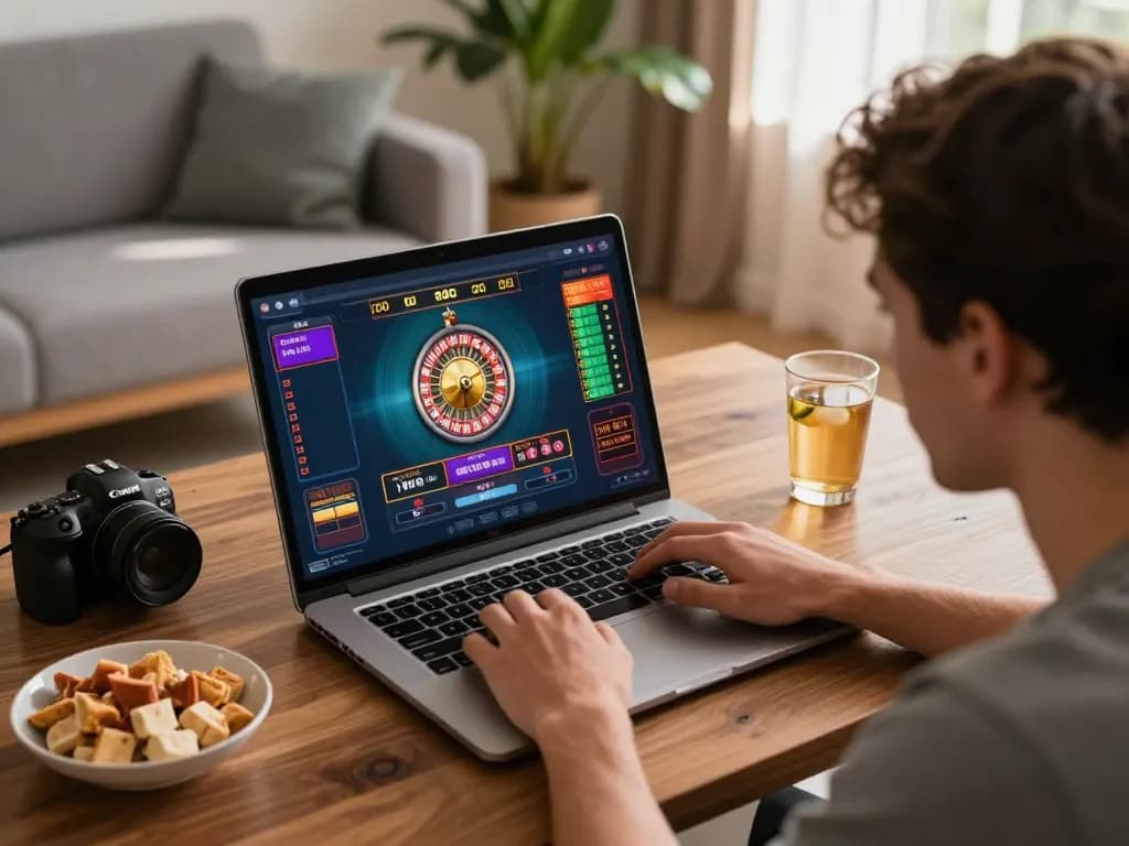 Player engaging in exciting cm88 online casino roulette game from the comfort of their home.