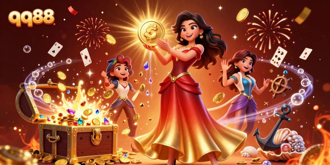 Spin and win with qq88's vibrant casino adventures filled with golden coins and excitement.