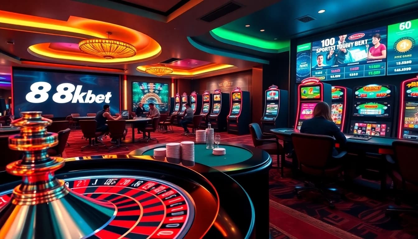 Experience thrilling gaming moments at 8kbet with vibrant casino tables and high-stakes action.