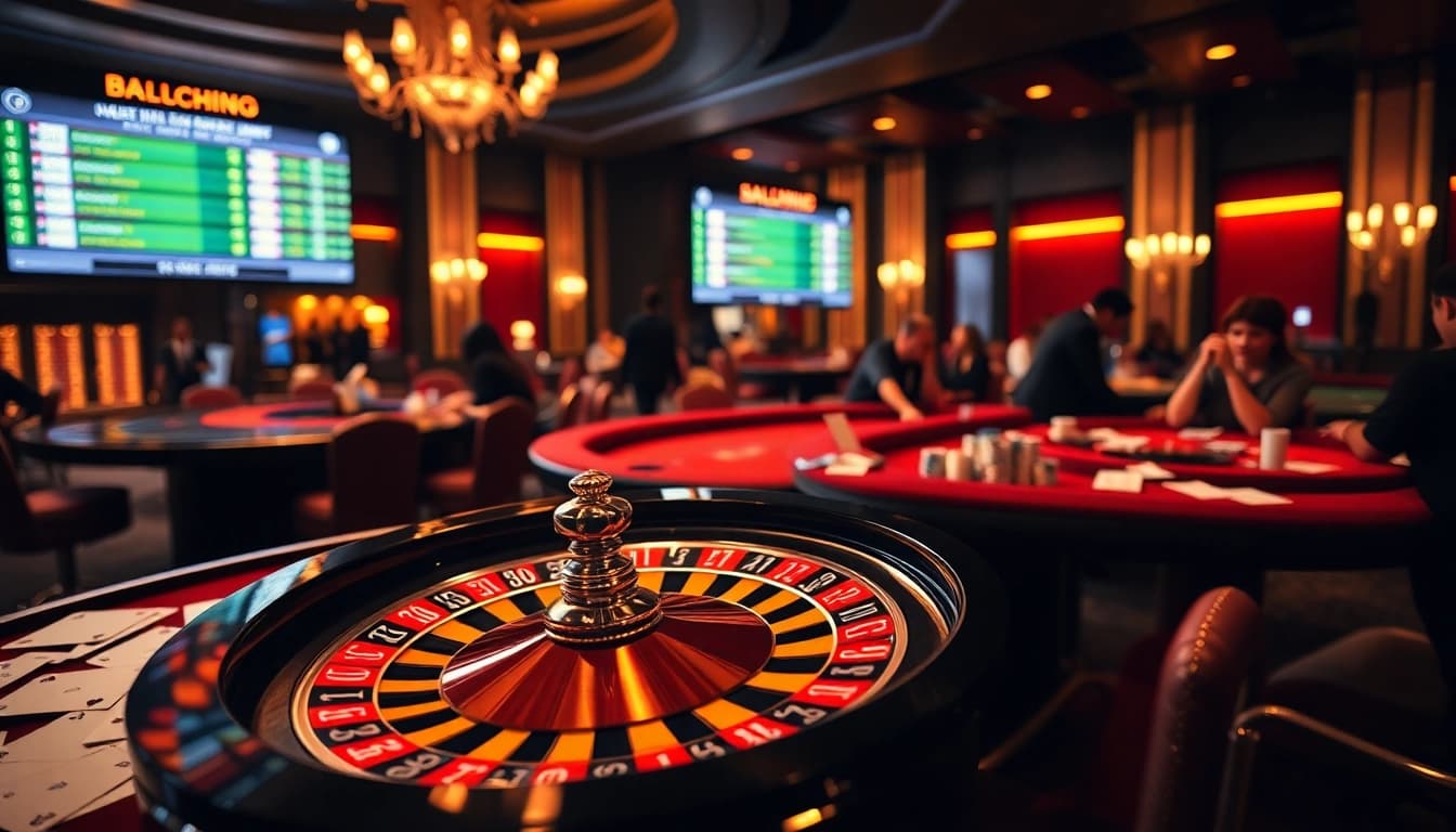 Players engaging in thrilling kèo nhà cái bets at a luxurious casino table full of chips and cards.
