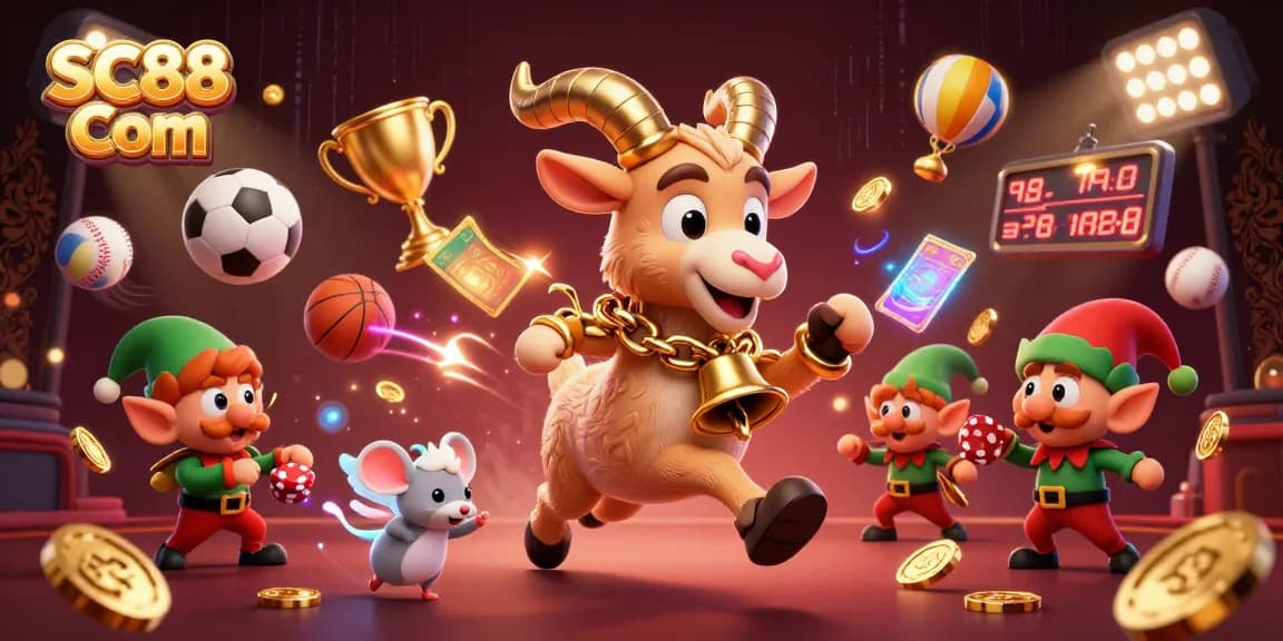 Engage with SC88 Com's thrilling casino experience featuring whimsical characters amidst a dynamic gaming scene.