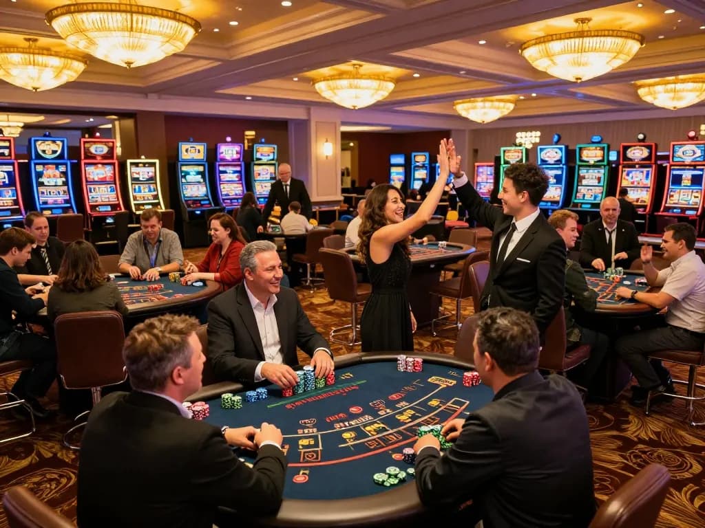 Players engaging at a lively blackjack table in the hit club casino, capturing the excitement of betting