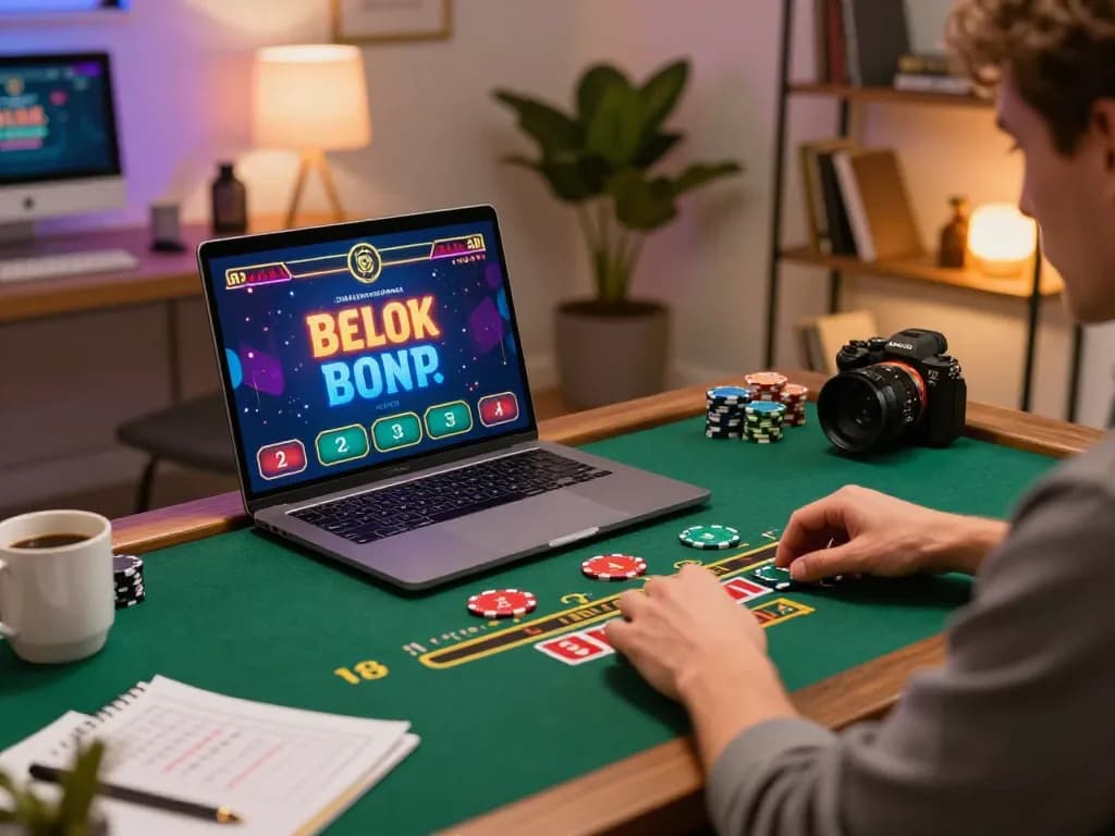 Player enjoying a live blackjack game on TR88, showcasing a cozy online gaming setup with strategy notes visible