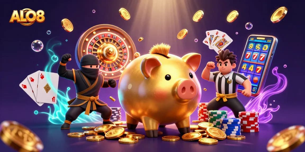 Win big at ALO8 with exciting games and vibrant casino action illustrated in 3D.