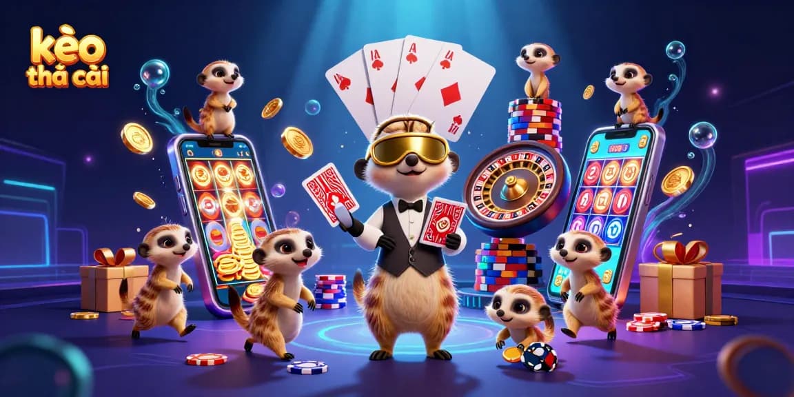 Experience the excitement of kèo nhà cái with meerkats managing a vibrant casino scene.