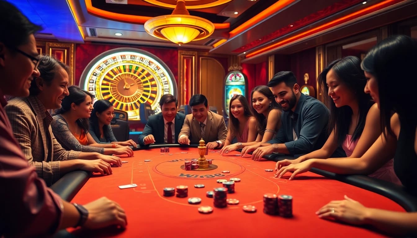 Players experiencing the exciting action at a w88 luxury casino gaming table.