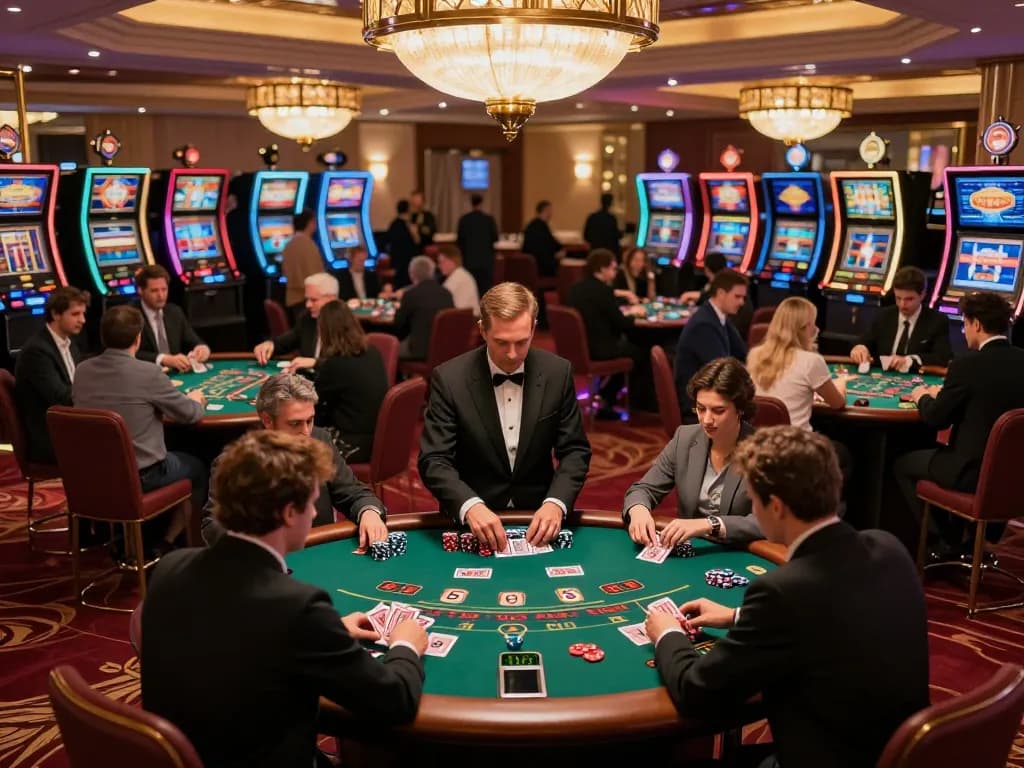 Players enjoying a thrilling game of blackjack at F168, showcasing a vibrant casino atmosphere and strategic gameplay.