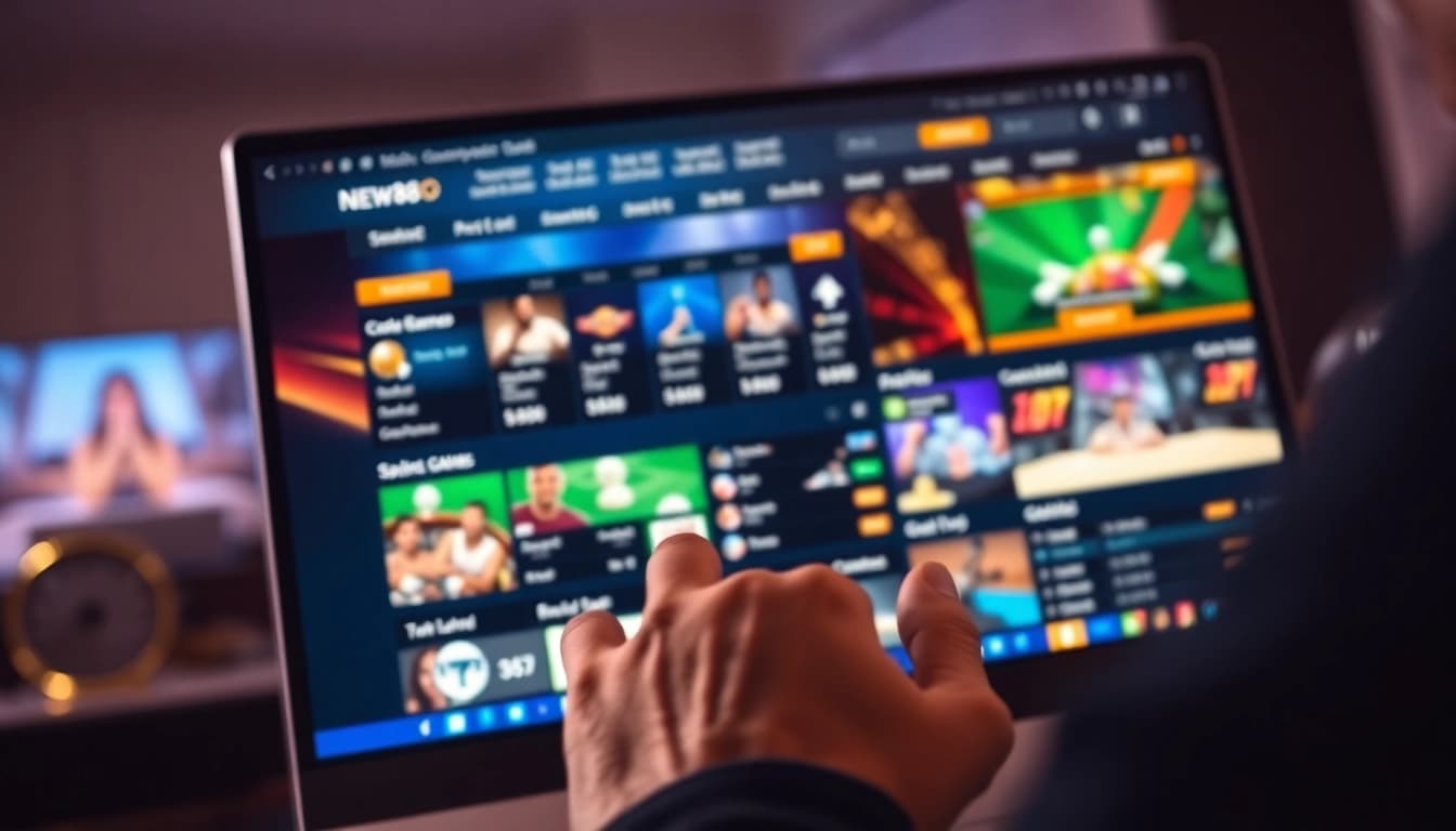 Engaging online betting platform interface showcasing new88go.com with vibrant colors and user-friendly design.