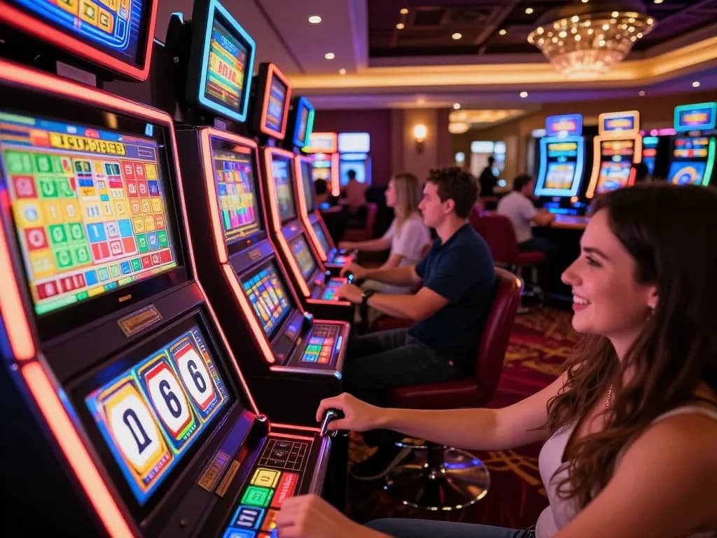 Players enjoying SC88 slot machines with bright lights and engaging gameplay atmosphere
