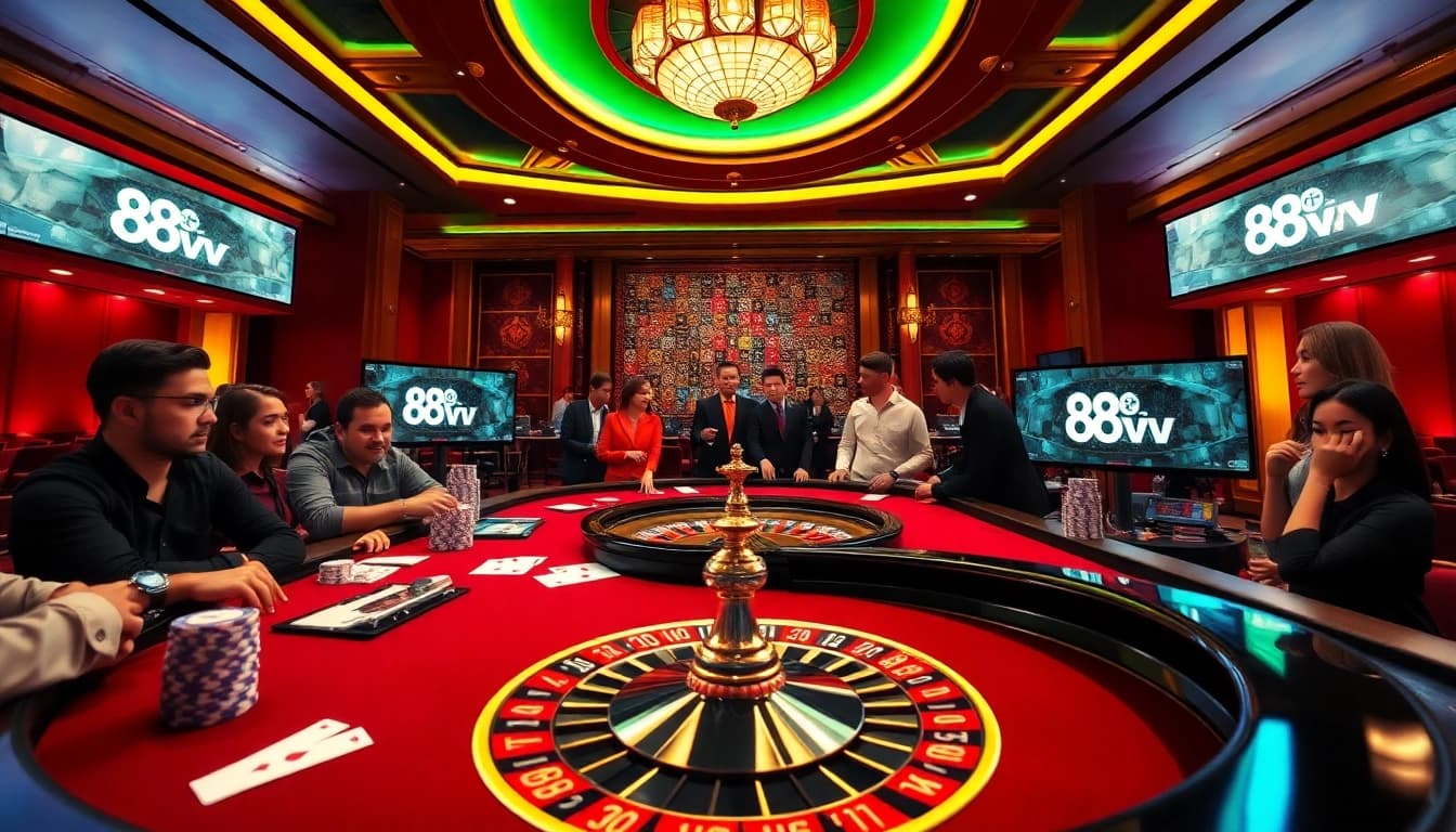 Players enjoying a thrilling game at 88vv casino with vibrant tables and immersive atmosphere.