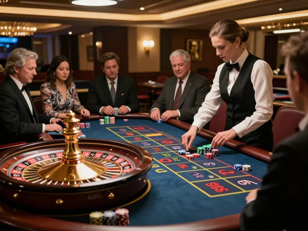Live gaming experience at https://sin88.expert/ with players excitedly betting on roulette table in vibrant casino atmosphere