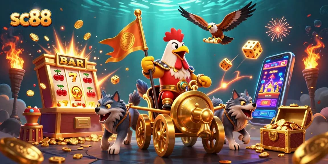 Spin the reels with sc88, featuring vibrant casino characters and explosive jackpot action.