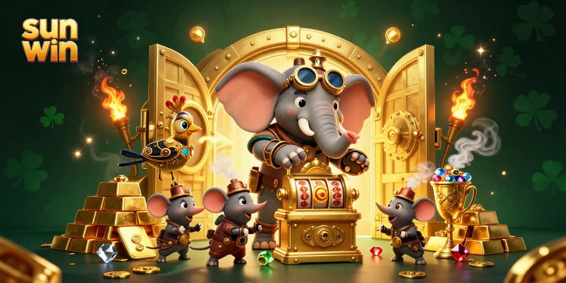 Win exciting jackpots with sun win in this vibrant 3D casino scene featuring unique characters.