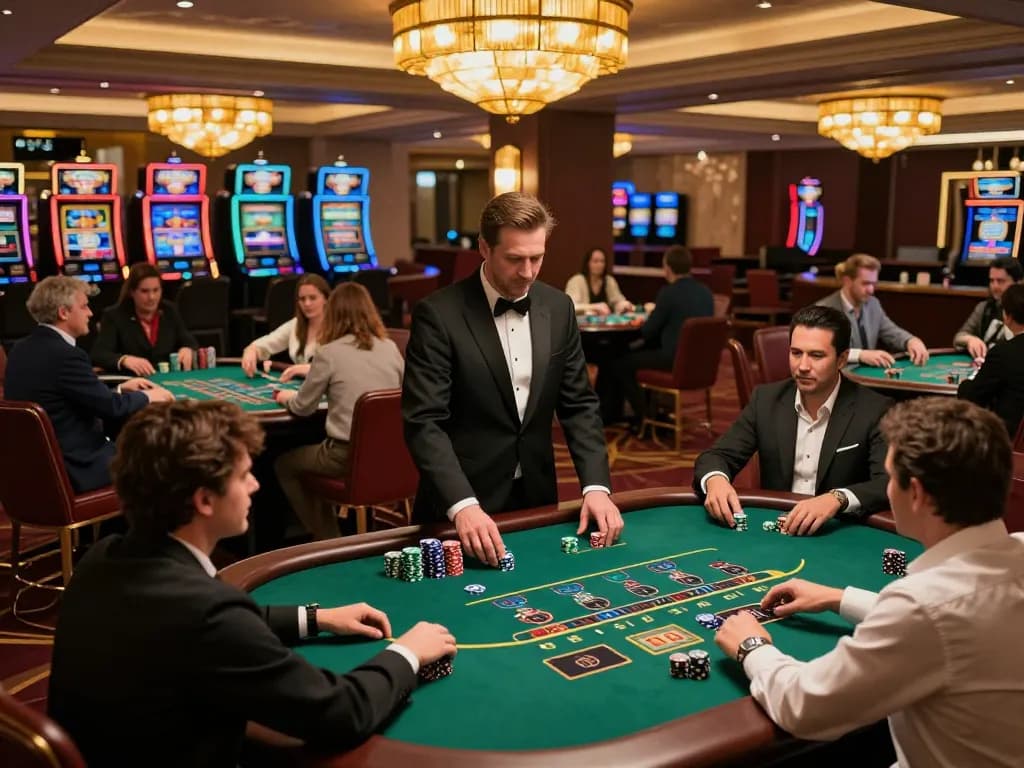 man88 players enjoying blackjack action in a luxurious casino setting with vibrant atmosphere