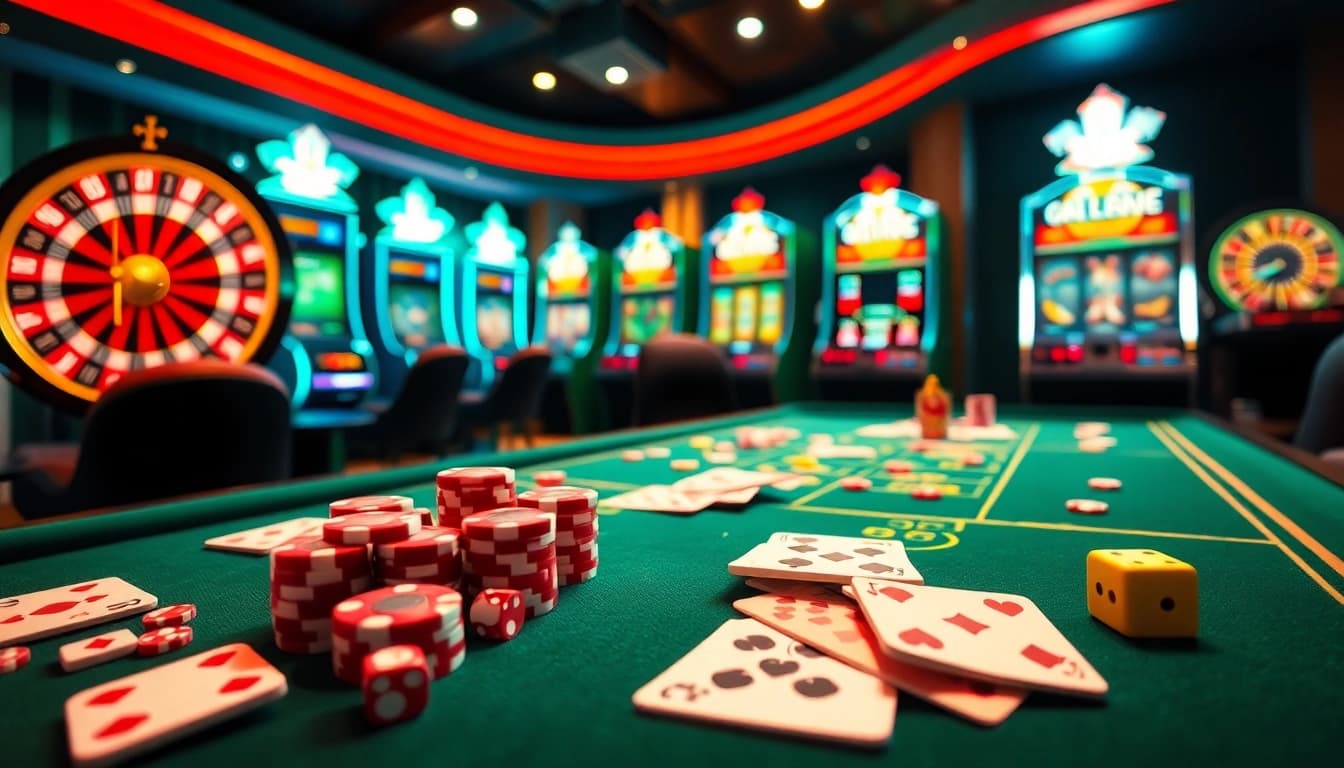 Experience thrilling online gambling with F168 at https://f168.me/, featuring vibrant casino elements like poker chips and cards.