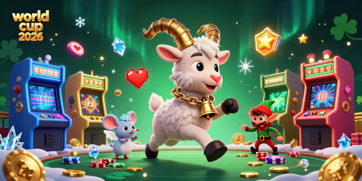 Engage with exciting world cup 2026 gaming action featuring festive characters in a crowded casino scene.