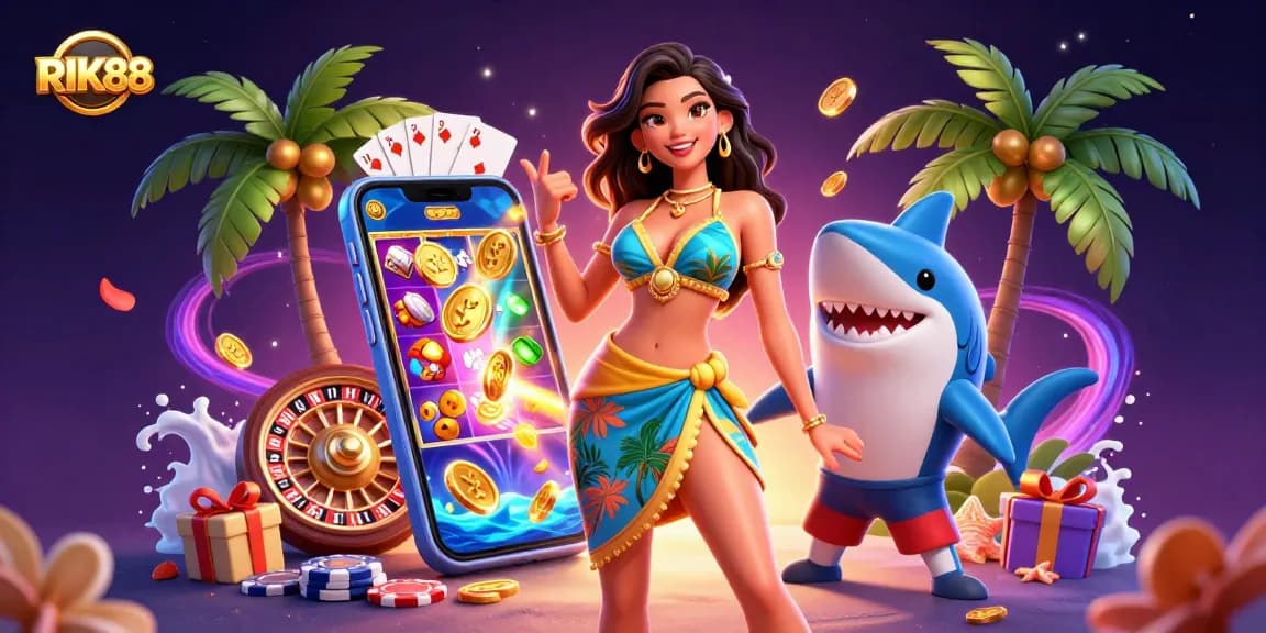 Experience thrilling gameplay with RIK88, featuring vibrant characters and dynamic casino elements.