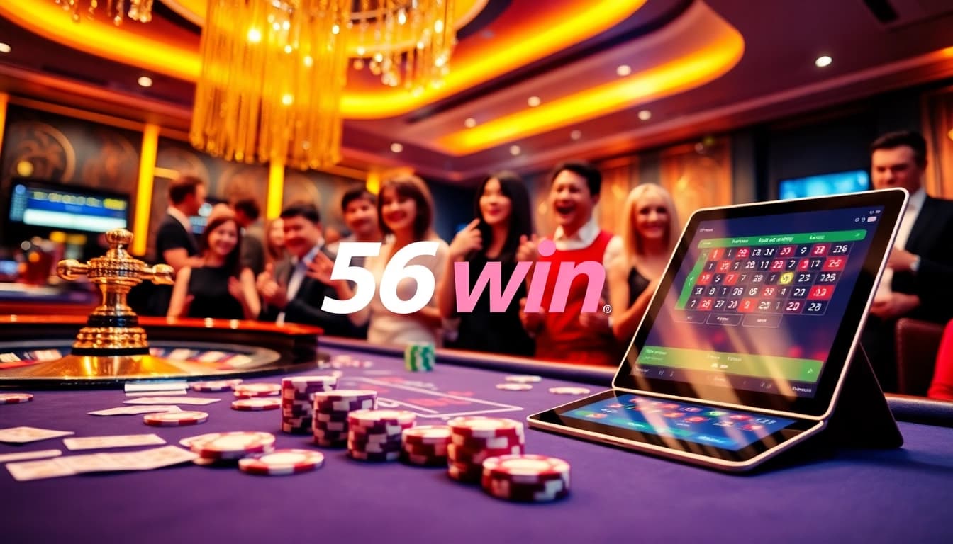Experience the excitement of gambling at 56win with vibrant casino tables and engaging online interfaces.