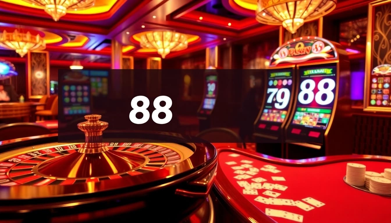 Vibrant casino atmosphere showcasing gambling elements and tg88 branding for ultimate gaming excitement.