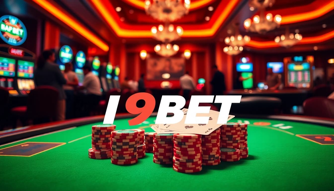 I9BET casino action featuring vibrant poker tables and exciting slot machines