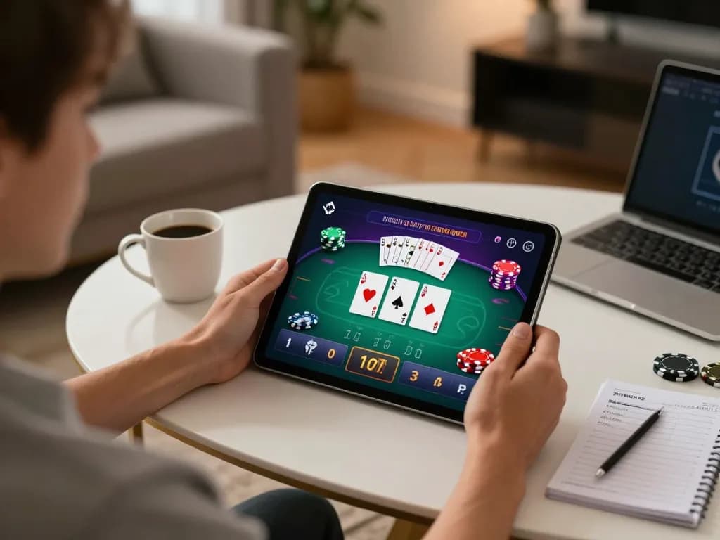 Engaging online casino gameplay on 69vn tablet with poker interface card action.