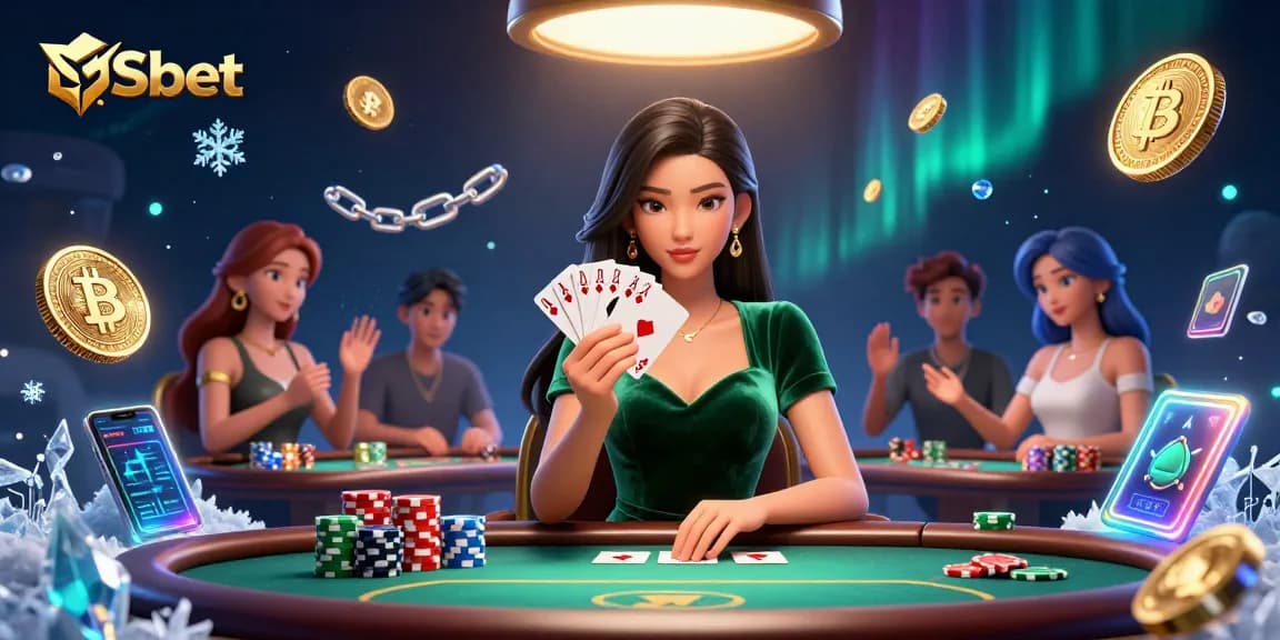Engage in high-stakes poker with Shbet, featuring dramatic imagery of players and crypto elements.