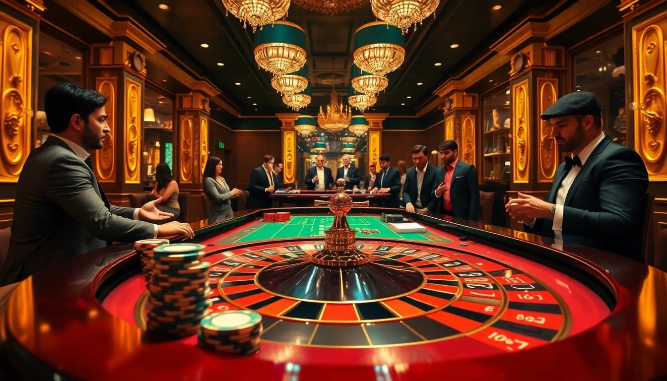 Experience the exciting atmosphere of roulette and gaming at https://dv88.design/. Players engage in intense betting.