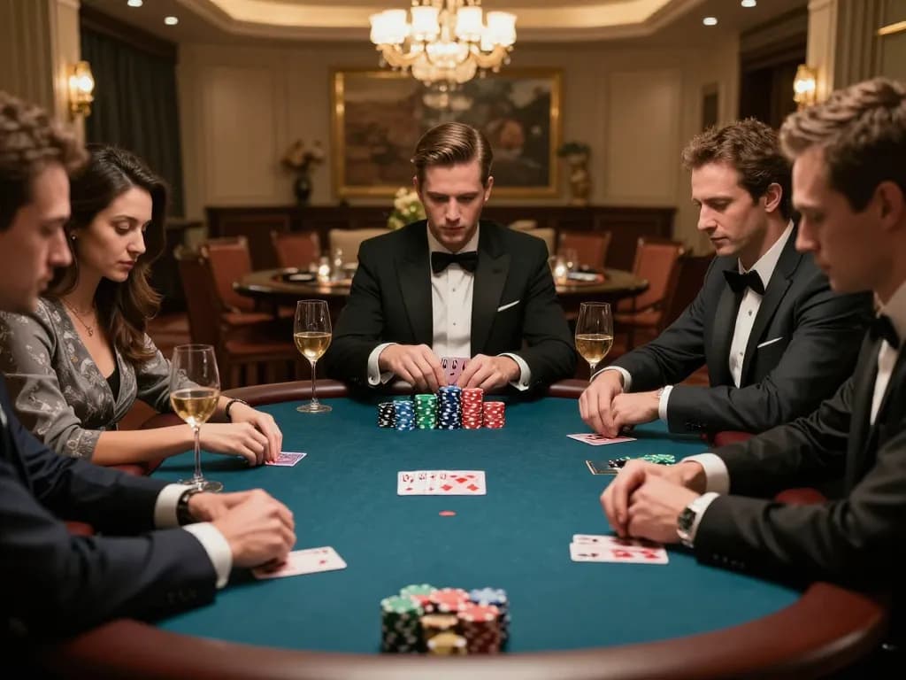 Engaged players at OK365 high-stakes poker table making strategic decisions