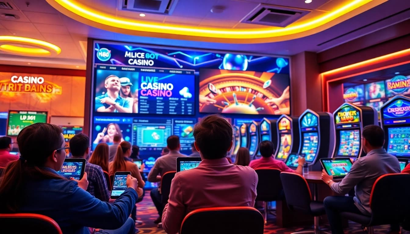 HZ88 vibrant online casino scene showcasing diverse gaming options and players